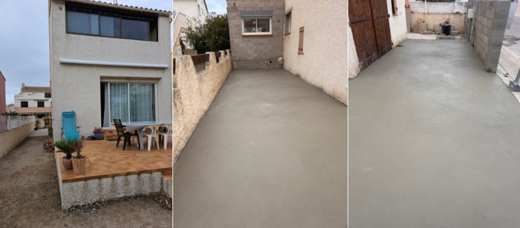 Réhabilitation d'une terrasse à Marseillan : terrassement, fondation, élévation et plancher, Vias, ACA-BAT